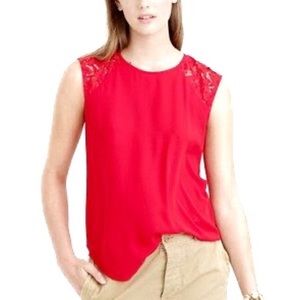 Elegant Red Sleeveless Lace Top